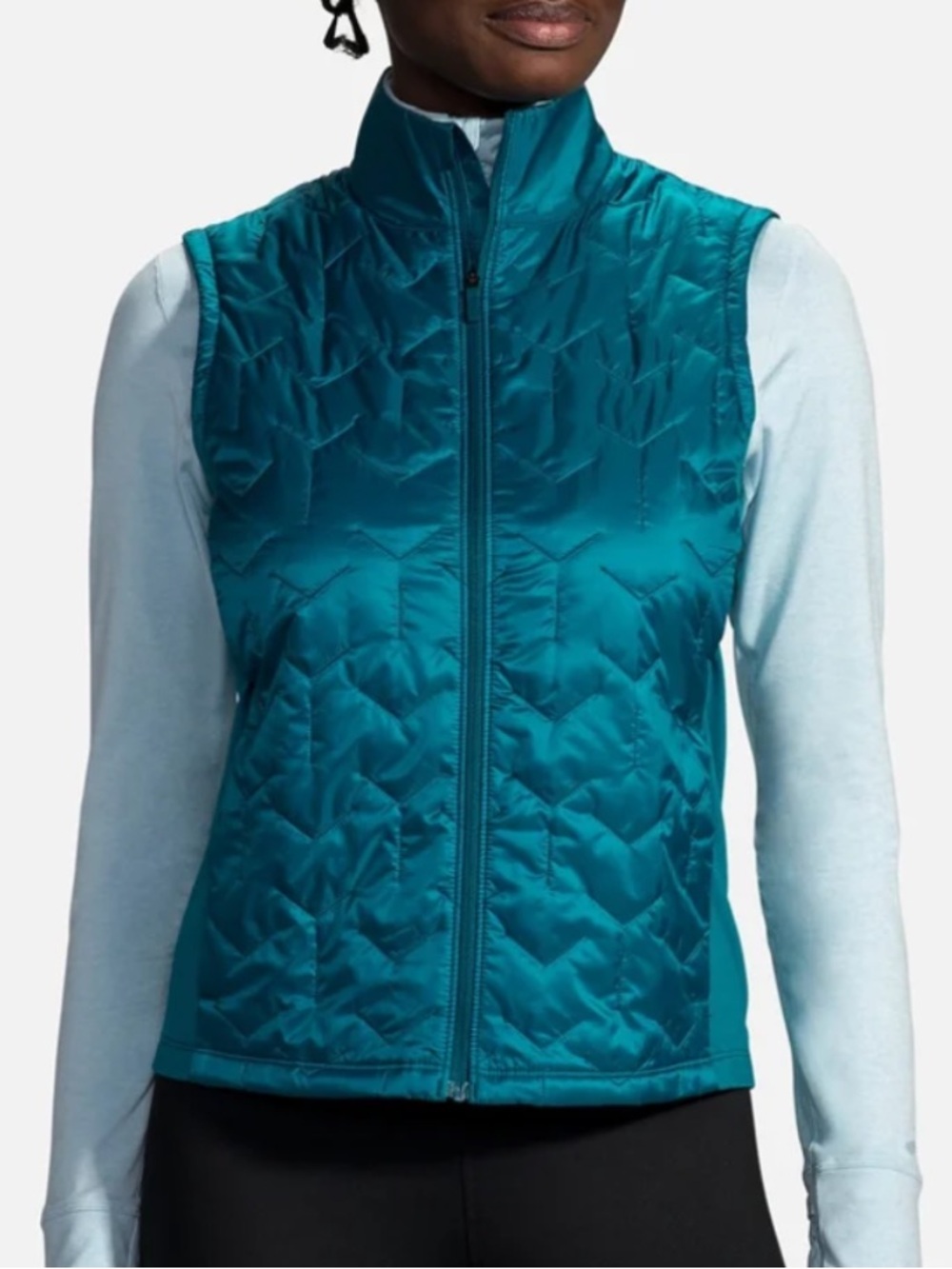 BROOKS TEAL QUILTED RUNNING VEST LIGHTWEIGHT SZ SMALL